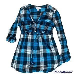Motherhood Maternity Plaid Blouse
